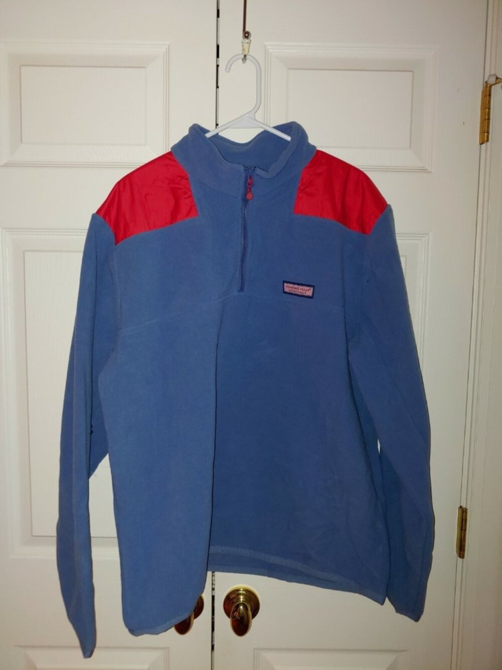 New Men Vineyard Vines Fleece Shep Shirt 1/4 Zip Flag Blue Pullover Size XL